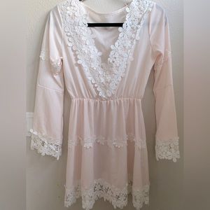 ✨3/$10✨ Sheer Baby Pink Floral Lace Dress